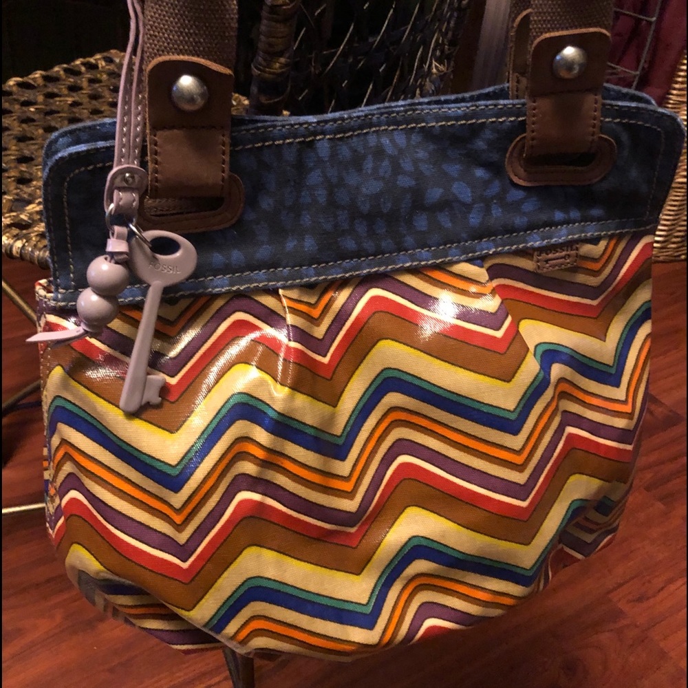 Fossil Key-Per Multi-Color Chevron Tote Bag#Zb5012 - image 4